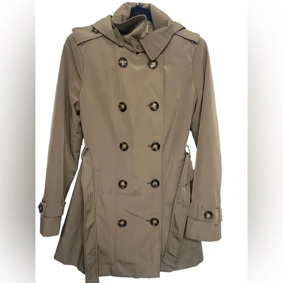 Calvin Klein Double-Breasted Hooded Trench Coat with Wool-Blend Liner - Picture 5 of 11